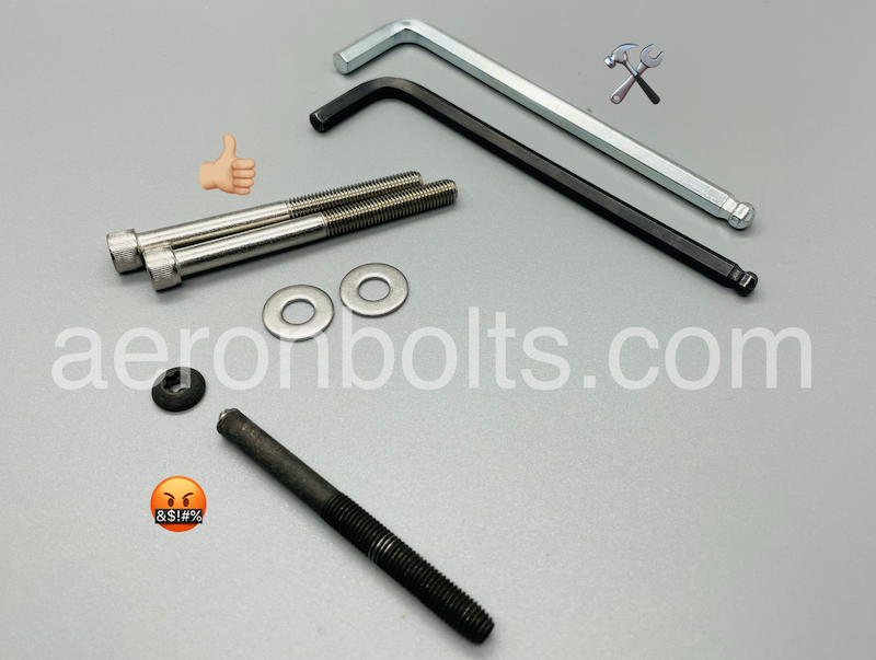 Replacement bolts for Herman Miller Aeron chair armrest